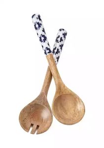 Ensemble de saladiers en émail au design tendance, en bois naturel avec poignée imprimée en émail, pour servir la salade à un prix raisonnable - Product Image 3