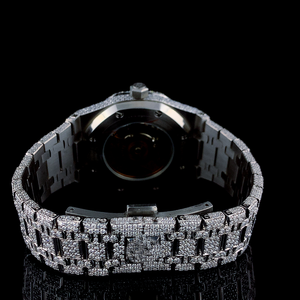 Reloj Deportivo y de Negocios de Primera Calidad con Diamantes Moissanite, Cuarzo, Esfera con Números Arábigos Negros, Caja de Acero Inoxidable y Cristal, ETA - Product Image 4