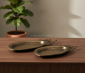 Modernos Platos de Servir y Centros de Mesa con Patrón Geométrico, Acabado Dorado Antiguo, Hechos a Mano, con Recubrimiento en Polvo, de Grado Deluxe - Product Image 5