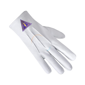 Gants de conseil en cuir brodés à la machine avec patch violet, design personnalisé, pour insignes maçonniques - Product Image 4