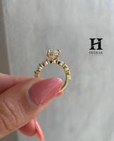 Anillo de Compromiso de Lujo con Diamante Cultivado en Laboratorio con Corte de Pera, Oro Rosa de 14K, Halo Oculto, Anillo de Boda con Diamantes en Forma de Marquesa y Pera