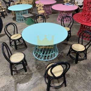 ชุดโต๊ะทานอาหารหวายทำมือสำหรับเด็กเฟอร์นิเจอร์ลานหวายกลางแจ้งดีไซน์ทันสมัย - Product Image 6