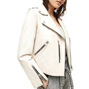 Chaqueta de Motocicleta para Mujer MAKUM INTERNATIONAL, de Piel de Cordero Roja, Transpirable, Gruesa, con Cuello Camisero y Cierre de Cremallera - Product Image 2