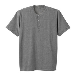 T-shirt Henley personnalisé pour homme, 100 % coton, manches courtes, col en V, boutonné, vêtement basique, marque privée, OEM, ODM, respirant, doux - Product Image 1
