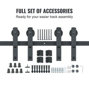 Kit Ferramenta per Porta Scorrevole a Binario da 2,4 m (8FT) per Carichi Pesanti, 150 kg (330 libbre), per Bagno, Adatto a Porte Doppie fino a 1,15 m (3.7FT) o 1,35 m (4.3FT) di Larghezza, Binario da 3,3 cm (1.3") o 2,5 cm (1.0") di Diametro - Product Image 4