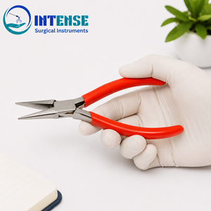 Vente en gros de pinces à bec effilé professionnelles en acier inoxydable, outil artisanal de précision pour la fabrication de bijoux, rouge - Product Image 4