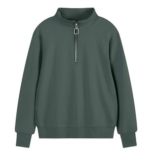 Haut unisexe à col zippé 1/4, pull streetwear respirant en coton, personnalisation de marque, marque privée, fournisseur de vêtements en gros - Product Image 2