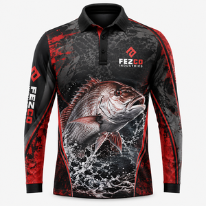 เสื้อโปโลตกปลา 100% โพลีเอสเตอร์ UPF 50 พิมพ์ลายแบบซับลิเมชั่นตามสั่ง แห้งเร็ว ระบายอากาศได้ดี - Product Image 1
