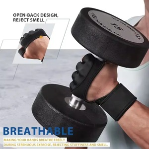 Gants de fitness personnalisables de qualité supérieure, durables pour la salle de sport, en polyester antidérapant, demi-doigts, unisexe, à prix réduit, offre spéciale - Product Image 4