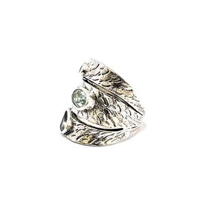 Anillo de Plata de Ley 925 Hecho a Mano con Banda Ancha y Topacio Azul Natural en Diferentes Formas para Mujer - Product Image 2