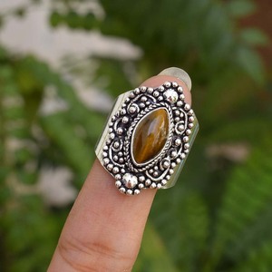 Tiger’s Eye <b>Silver</b> <b>Ring</b> 925 Sterling <b>Silver</b> Tiger Eye Gemstone Jewelry <b>Statement</b> <b>Ring</b> for Women - Product Image 3