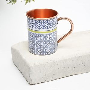 Taza de Cobre 100% Puro con Estampado de Mandala Color Rojo Granate Real – Vaso de Cobre de Estilo Étnico Indio con un Regalo Único para el Hogar - Product Image 5