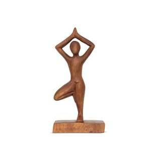 Sculpture de yoga en bois faite à la main, décoration artistique de table pour les amateurs de yoga, pour la maison, le bureau et la collection de cadeaux - Product Image 3