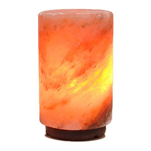Lampe au sel rose de l'Himalaya en forme de cylindre en bambou forme solide raffinée du fabricant pakistanais emballée dans un sac - Product Image 3