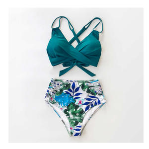 Bikini Elegante de Corte Alto Sandy Shore con Top Triangular, Cuello Halter y Diseño Minimalista Moderno para Playa y Resort - Product Image 2