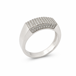 925 Sterling Silver Mens Curved Top Diamond Pave <b>Ring</b> High Polish Modern <b>Statement</b> Band Wedding Party Daily Wear Fine Jewelry Gi - Product Image 3