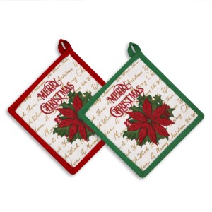 100% Cotton Merry Christmas Printed Design Pot Holder Oven Safe Dishwasher Safe Oversized Pot Holder for Christmas. - Product Image 4