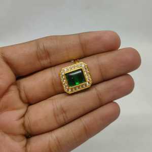 Luxury Emerald Green Crystal Cocktail <b>Ring</b> <b>Gold</b> Plated Emerald Cut Gemstone Statement <b>Ring</b> <b>Vintage</b> Cubic Zirconia Halo <b>Ring</b> - Product Image 2