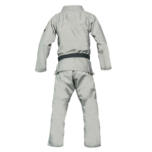 Combinaisons de karaté d'arts martiaux, couleur grise avec ceinture noire, tissu en coton et polyester, vêtements de combat, combinaison de judo pour unisexe - Product Image 2