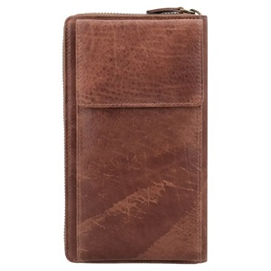 Genuine Leather Long <b>Wallet</b> With Zipper Closure Vintage Style Unisex Multifunctional <b>Brown</b> Handmade Pocket Design - Product Image 5