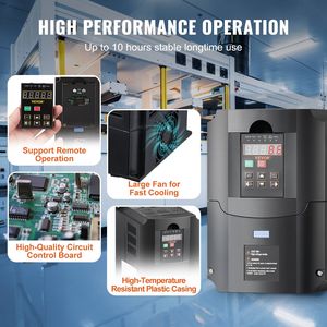 10HP 7.5KW 35A VFD 1-3เฟส220V เอาต์พุตตัวแปรความถี่ไดรฟ์ CNC ควบคุมความเร็วสำหรับเอาต์พุต40-60Hz อินพุต0-400Hz - Product Image 5