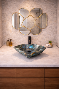 Lavabo de Mármol Labradorita Azul, Lavabo de Baño de Piedra Natural de Lujo, Lavabo de Mármol Hecho a Mano, Lavabo Moderno para Encimera - Product Image 2