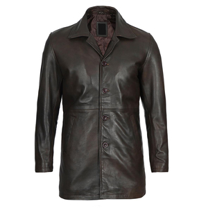 Waterproof Hooded <b>Slim</b> <b>Fit</b> Eco-Friendly Breathable <b>Men's</b> Custom Genuine Leather <b>Coat</b> Winter <b>Trench</b> <b>Coat</b> Blazer Style Woven - Product Image 5