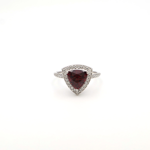 Luminous Pink Stone <b>Garnet</b> <b>Ring</b> Trillion Cut Elegant Fashion Accessory for Trendy Women Jewelry Collection - Product Image 4