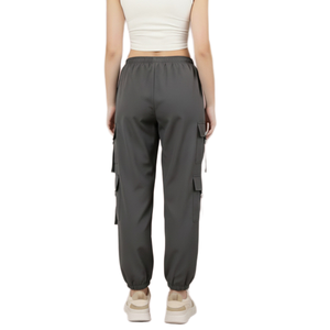 Wholesale Streetwear Plus Size Breathable Cargo Pants Loose Fit Jogger <b>Trousers</b> for Women Eco-Friendly <b>Drawstring</b> Closure Pants - Product Image 2