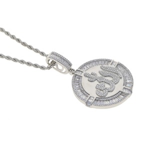 Collar de Moda para Mujer, Chapado en Oro y Plata, con Colgante Redondo de Moissanita y Cadena de Cuerda - Product Image 2