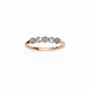 Elegante Anillo de Diamantes de Corte Brillante Cultivados en Laboratorio, Quinteto de Brillo Ingeborg, Oro, Certificado IGI, Joyería de Lujo para Mujer, India - Product Image 1