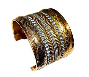 New Best Quality Gold-Plated Brass Metal Handcrafted Classic Cuff Bracelet for <b>Wedding</b> Party Manufacturer India Quality - Product Image 1
