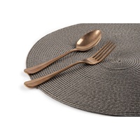 Set de 6 sets de table ronds tissés réutilisables Excelsa, gris, en plastique, pour usage domestique, D36cm