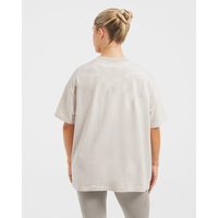 T-shirt de sport beige surdimensionné pour femme, coupe décontractée, manches courtes, ultra doux, léger et design, idéal pour la gym