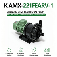 Pompe centrifuge à entraînement magnétique K AMX-221FEARV-1 0,75 kW 50 Hz ETFE+CF, résistante à la corrosion acide et alcaline, pour liquides chimiques, 220/380 V