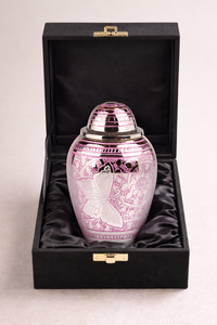 Urnes funéraires rondes en aluminium Art Déco faites à la main pour adultes, capacité 4-5L, impression personnalisée pour cendres humaines - Product Image 2