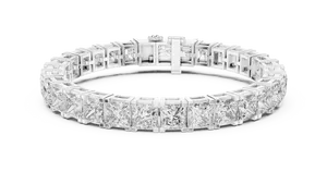 Pulsera de tenis llamativa con diamantes sintéticos de corte princesa de 24 quilates, engaste tipo collet, oro macizo de 18K, joyería fina para mujer, cierre de eslabones para muñeca - Product Image 4