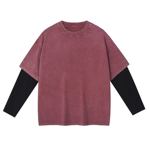 เสื้อยืดคุณภาพสูงสองชั้น แขนยาว ซักแบบ Stone Washed ทรงโอเวอร์ไซส์ ใส่ได้ทั้งชายและหญิง ผลิตจากผ้าฝ้าย 100% ระบายอากาศได้ดี - Product Image 1