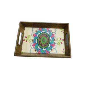 ถาดเสิร์ฟอาหารลายยูนิคอร์นเคลือบเอนาเมล ถาดใส่อาหารปลอดภัย ถาด MDF คุณภาพดี สีฟ้า สำหรับโรงแรม - Product Image 2
