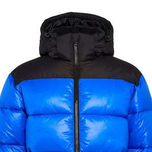 Reversible Hooded Waterproof Puffer <b>Jacket</b> Unisex Orange Blue Color Blocking Zipper Closure Winter Casual <b>Thick</b> Polyester <b>Fleece</b> - Product Image 5