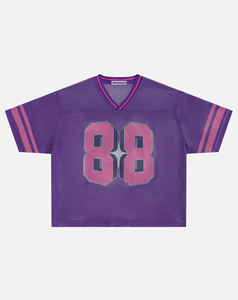 เสื้อฟุตบอลอเมริกันแบบสั่งทำพิเศษ ปี 2026 คอวี ผ้าตาข่าย สีม่วงชมพู เบอร์ 88 แขนสั้น ระบายอากาศได้ดี สำหรับผู้ใหญ่ - Product Image 1
