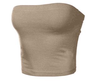 <b>Women's</b> <b>Strapless</b> Knitted Tank <b>Top</b> Solid Color Minimalist Regular Length Beige Casual Wear - Product Image 5