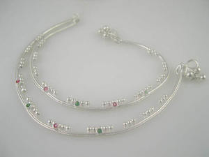 Designer Handmade Stylish 925 Sterling Silver <b>Anklets</b> With Colorful Gemstones Jewellery <b>for</b> <b>Women</b> and Girls Wear <b>Anklet</b> - Product Image 2