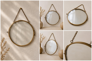 Premium Round Metal Hanging <b>Photo</b> <b>Frame</b>, Antique <b>Gold</b> Finish Picture <b>Frame</b> with Decorative Chain for Family Portraits - Product Image 3