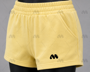 Ensemble décontracté d'été pour femme : crop top polo jaune et short côtelé avec logo brodé - Product Image 5