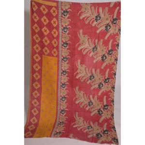 Handmade Printed Kantha <b>Quilt</b> Eco-Friendly Vintage Floral Cotton Washable Indian Boho Reversible Bedspread Home Decor - Product Image 2