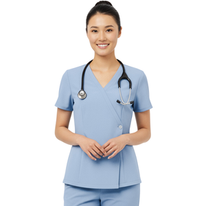 Ensemble de blouses médicales unisexes en gros avec fermeture éclair latérale et pantalon jogger, uniforme professionnel d'infirmière, logo personnalisé, en Spandex/Coton - Product Image 1