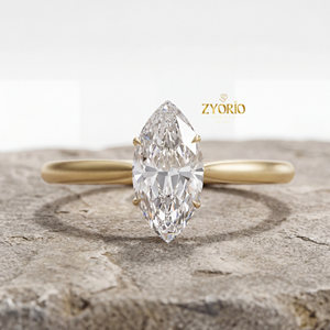 Marquise Cut Lab Grown Diamond Sterling <b>Silver</b> Wedding Party Engagement <b>Ring</b> Matte Finish Domed <b>Solitaire</b> Band - Product Image 2