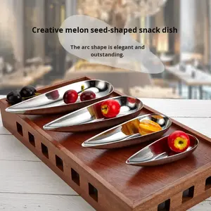 ถาดเสิร์ฟขนมสแตนเลส เกรดอาหาร ภาชนะใส่อาหาร อุปกรณ์ครัว ที่ใส่ผลไม้อบแห้ง ใช้ซ้ำได้ ผิวขัดเงา ใช้ในบ้าน โรงแรม - Product Image 3