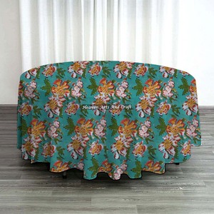 New 100% Cotton Custom Size Indian Hand Block Printed Floral <b>Round</b> <b>Table</b> <b>Cloth</b> for Outdoor Home Hotel Wedding Party Decor - Product Image 1